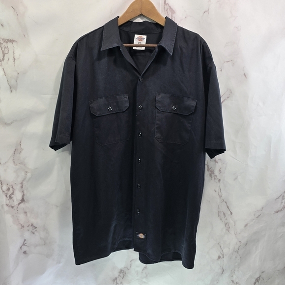 Dickies Shirt Mens XL Black Short Sleeve Button Up Shop Mechanic Workwear - Picture 1 of 10